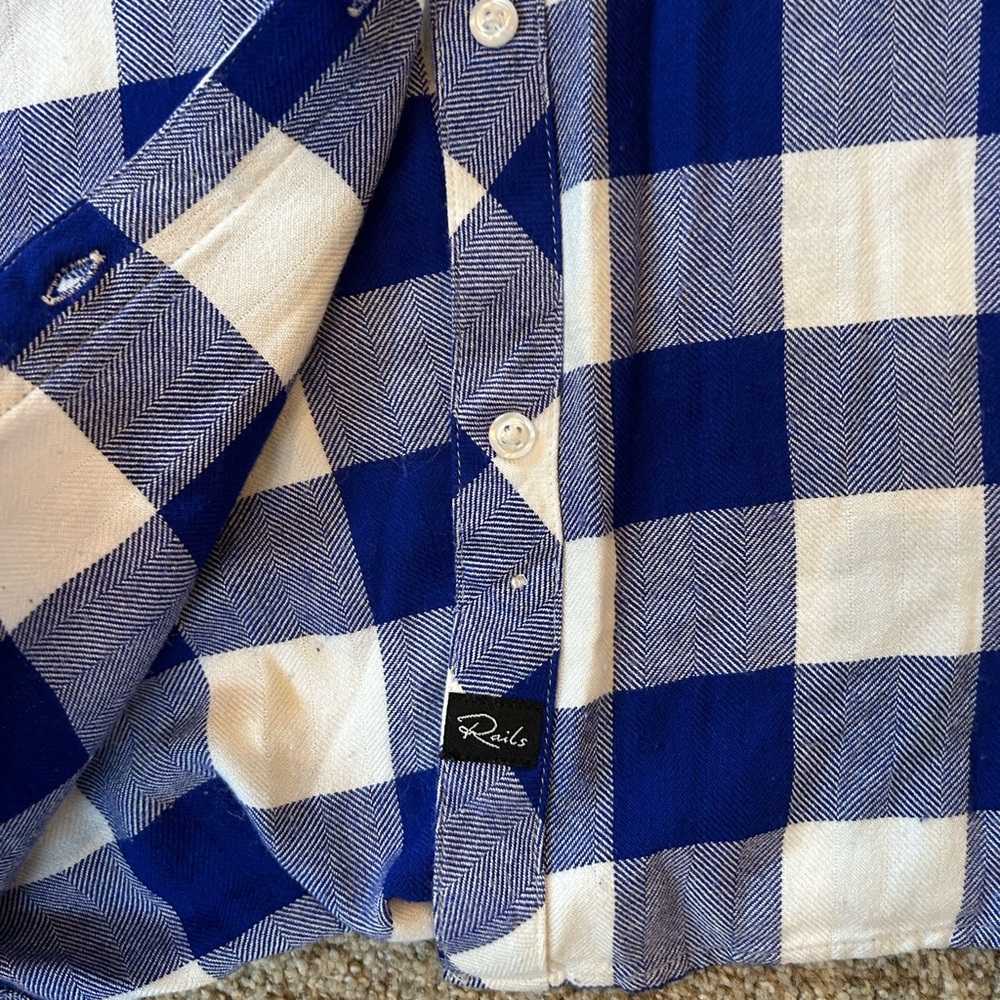RAILS Hunter Cobalt and White Buffalo Check Button Down Long Sleeve. Soft!! Med - Picture 4 of 15